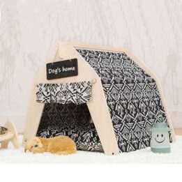 Waterproof Dog Tent: OEM 100% Cotton Canvas Pet Teepee Tent Colorful Wave Collapsible 06-0963 gmtpet.com
