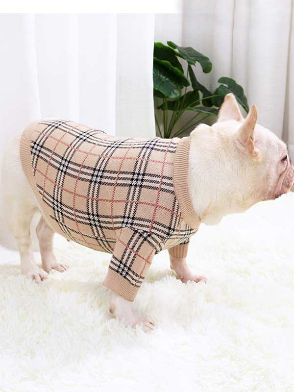 GMTPET Pug dog fat dog core yarn wool autumn and winter new warm winter plaid fighting Bulldog sweater clothes 107-222020 gmtpet.com