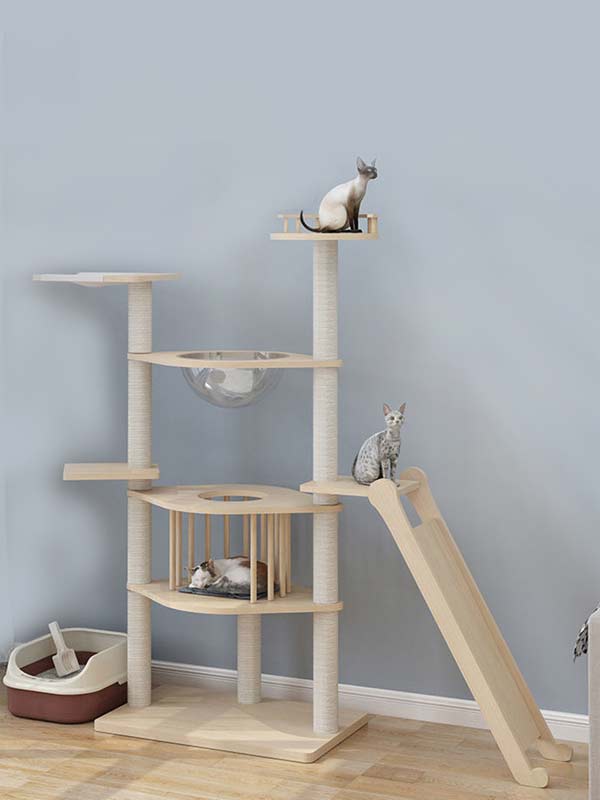 Wholesale pine solid wood multilayer board cat tree cat tower cat climbing frame 105-212 gmtpet.com