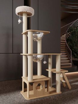 Wholesale wood cat tree cat tower climbing frame 105-239