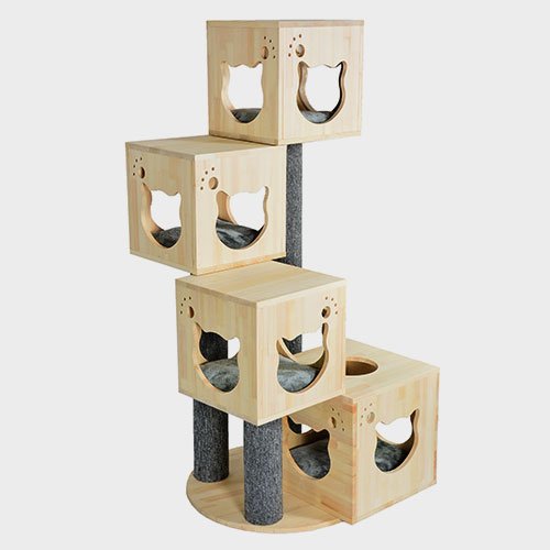 Pet products new design wooden cardboard cat House 06-0199 Cat House Cat Tree Small