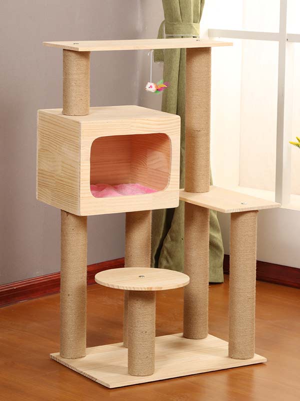 Best cat tree pine hemp rope column ladder cat warm house cat toy 06-1165