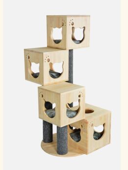 Factory new design wooden cardboard house cat tree 06-0199