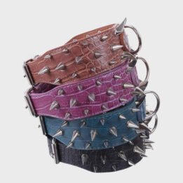Multicolor Optional Popular Wide Studded PU Leather Spiked Dog Chain Collar gmtpet.com