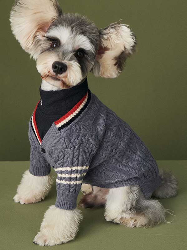 Designer Dog Clothes Wholesale Knitted Cardigan Pet Clothes Korea 06-1560 Dog Clothes: Shirts, Sweaters & Jackets Apparel 06-1560
