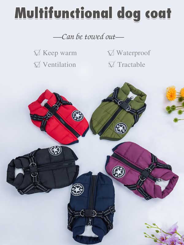 Multifunctional Dog Coat Keep Warm Waterproof Ventilation Tractable For Dog Winter Clothes 06-1593 Pet Apparel: Puppy Sweaters & Dog Clothes 06-1593