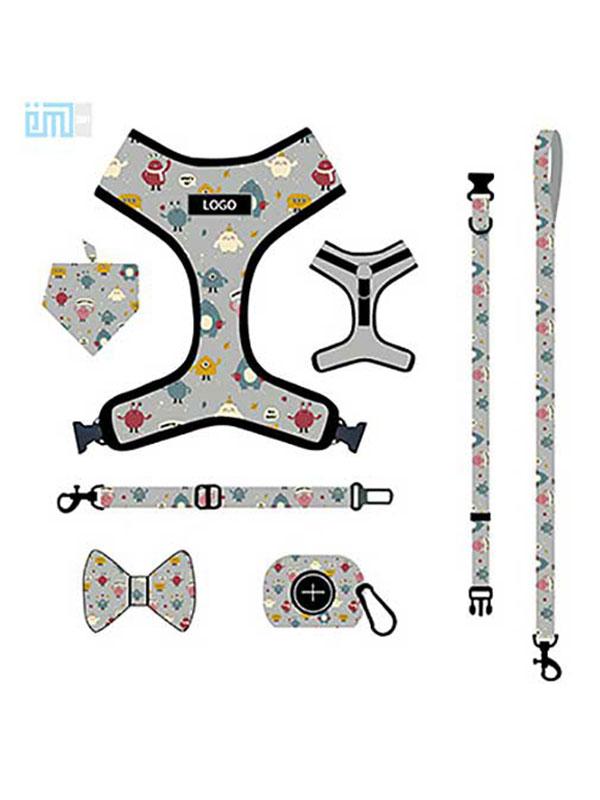 Pet harness factory Wholesale OEM printed dog harness set vest-style small and medium-sized dog leash 109-0039 Dog Harness: Collar & Pet Harness Factory 109-0039