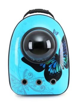 Blue butterfly upgraded side opening pet cat backpack 103-45017 gmtpet.com