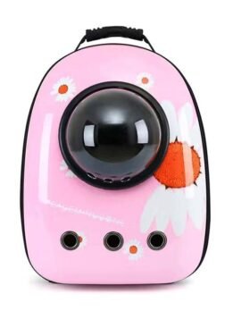 Pink Daisy Upgraded Side Opening Pet Cat Backpack 103-45021 gmtpet.com