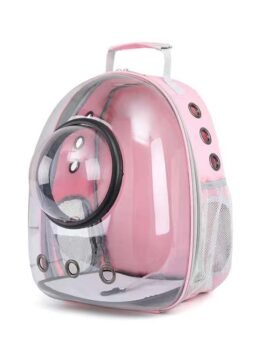 Transparent pink pet cat backpack with hood 103-45032 gmtpet.com