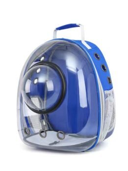 Transparent blue pet cat backpack with hood 103-45033 gmtpet.com