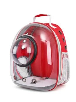 Transparent red pet cat backpack with hood 103-45034 gmtpet.com