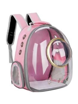 Transparent Gold Ring Pink Pet Cat Backpack 103-45046 gmtpet.com