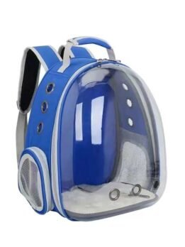 Transparent blue pet cat backpack with side opening 103-45055 gmtpet.com