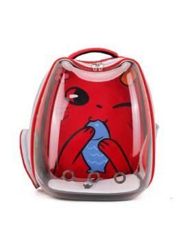 Red Transparent Breathable Cat Backpack Pet Bag 103-45079 gmtpet.com