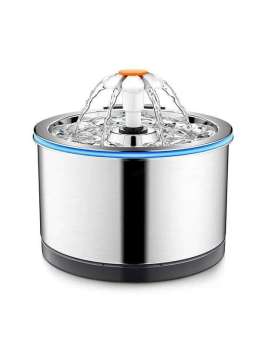 Wholesale 2.5L Silver rounded Stainless Steel Pet Water Dispenser Cat Water Feeder Dog Water Dispenser 120-3302 Pet Products Factory, OEM Manufacturer, Supplier, Agent gmtpet.com OEM ODM Wholesale stainless steel pet cat dog water dispenser Fountain